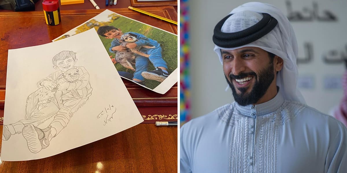 HH Sheikh Nasser Bin Hamad Al Khalifa Drew A Portrait Of His Son