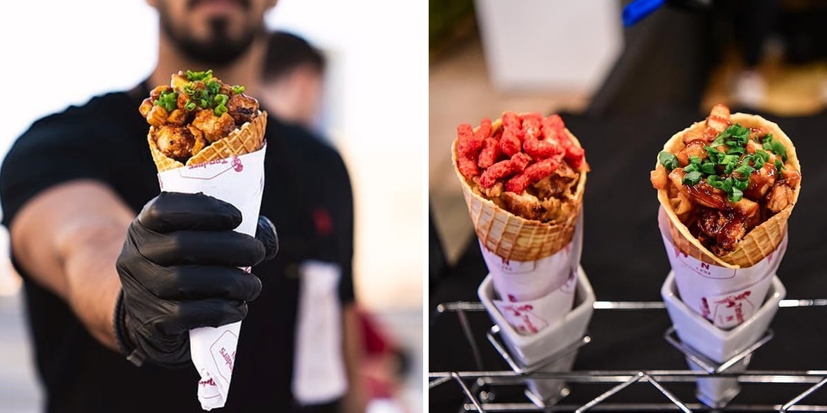Chicken Tenders Served In A Waffle Cone