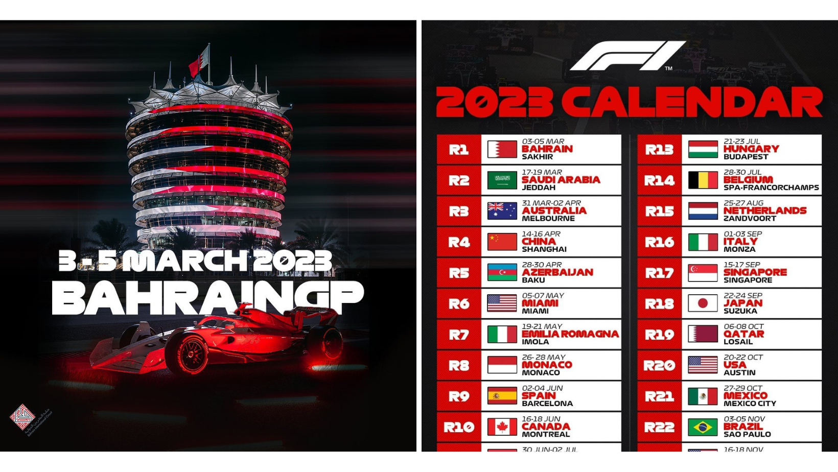 F1 2023 Race Calendar Has Just Been Released Bahrain Is Scheduled to