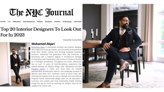 The NYC Journal Names This Bahraini Interior Designer Among the Top 20 for 2023